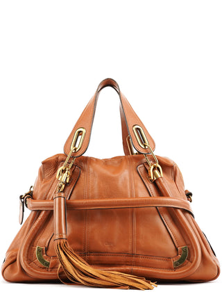 Chloe Brown Leather Tassel Paraty 2-Way Bag