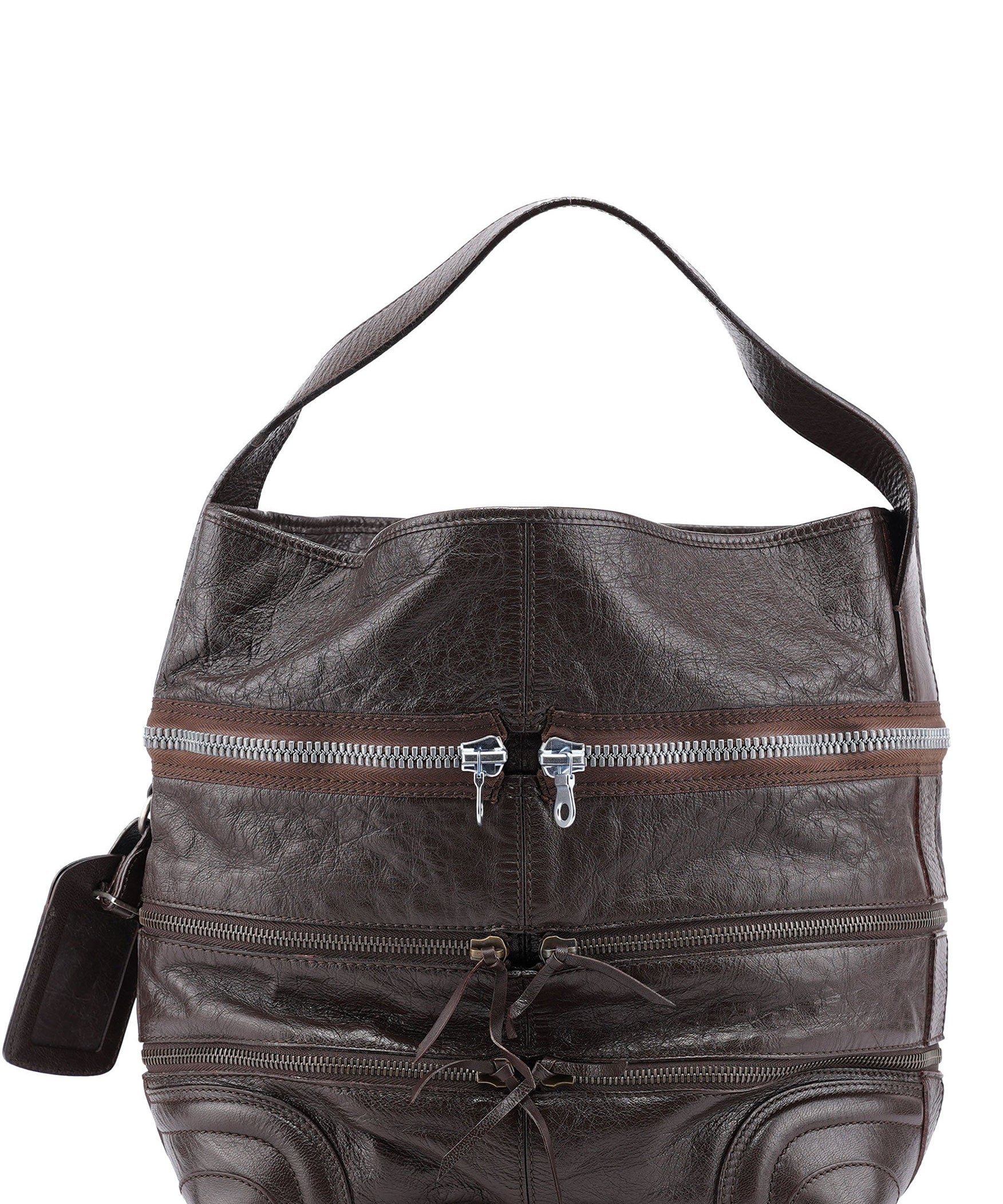 Chloe Brown Leather Zippered Shoulder Bag