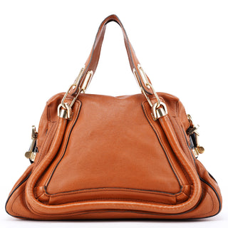 Chloé Brown Navy Leather Paraty 2-Way Shoulder Bag