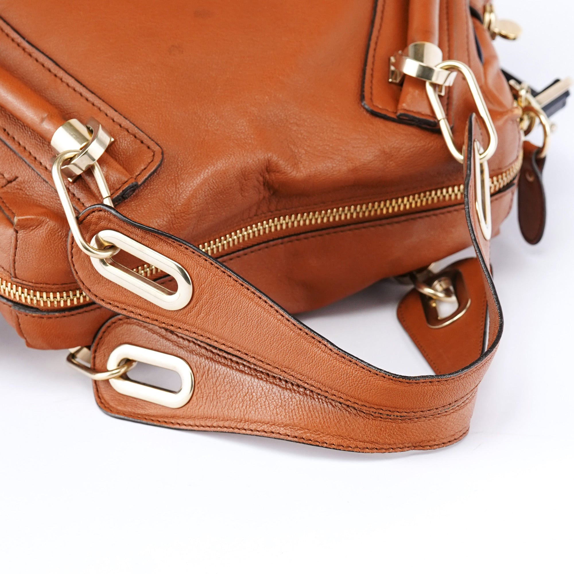 Chloé Paraty 2-Way Schultertasche aus Leder in Braun und Marineblau