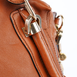 Chloé Brown Navy Leather Paraty 2-Way Shoulder Bag