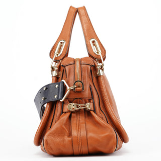 Chloé Brown Navy Leather Paraty 2-Way Shoulder Bag