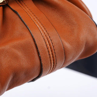 Chloé Brown Navy Leather Paraty 2-Way Shoulder Bag