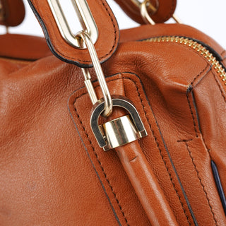 Chloé Brown Navy Leather Paraty 2-Way Shoulder Bag