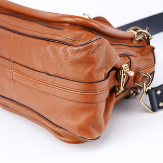 Chloé Brown Navy Leather Paraty 2-Way Shoulder Bag