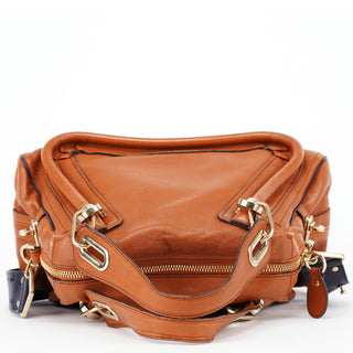 Chloé Brown Navy Leather Paraty 2-Way Shoulder Bag