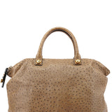 Chloé Brown Ostrich Leather Boston Bag