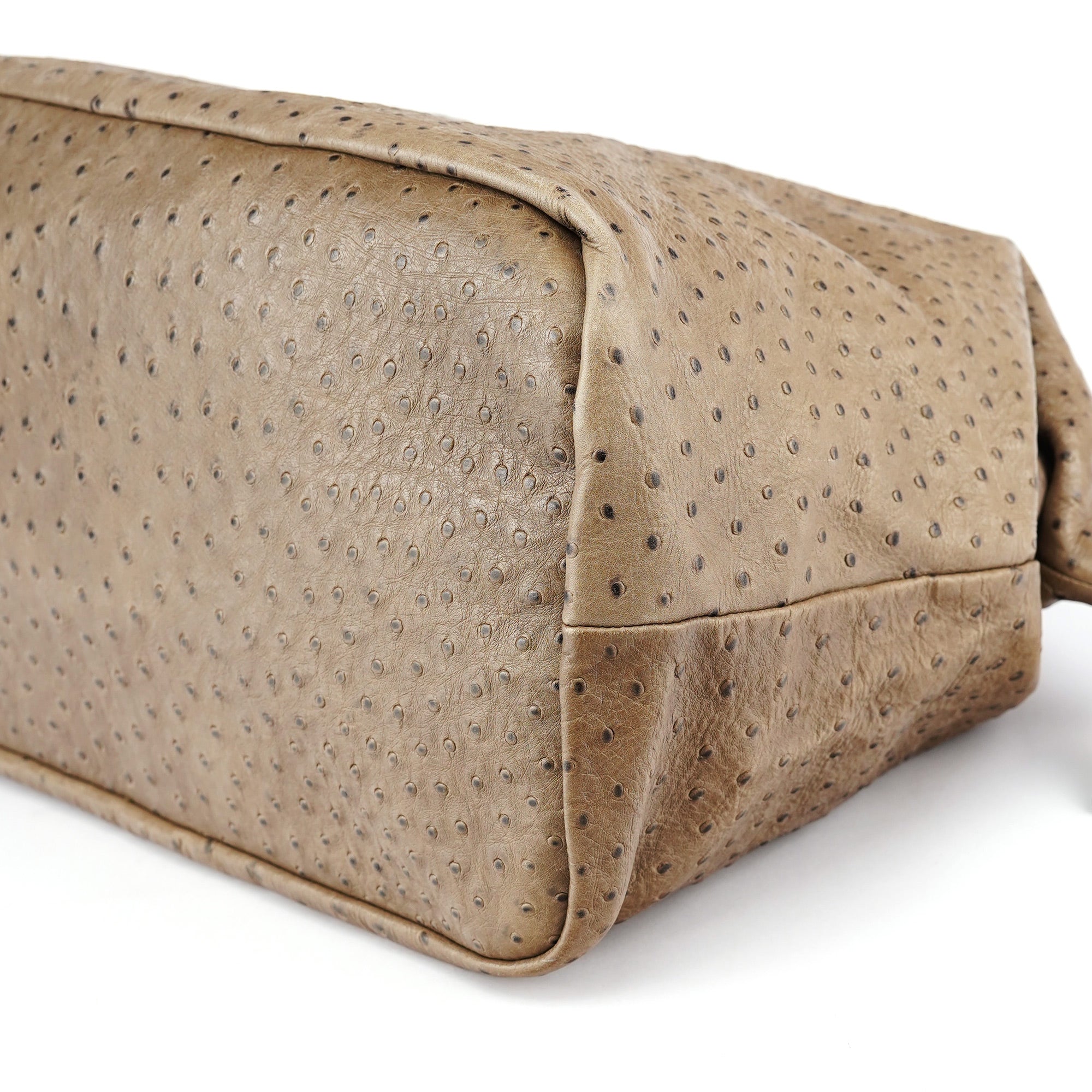 Chloé Brown Ostrich Leather Boston Bag