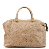 Chloé Brown Ostrich Leather Boston Bag
