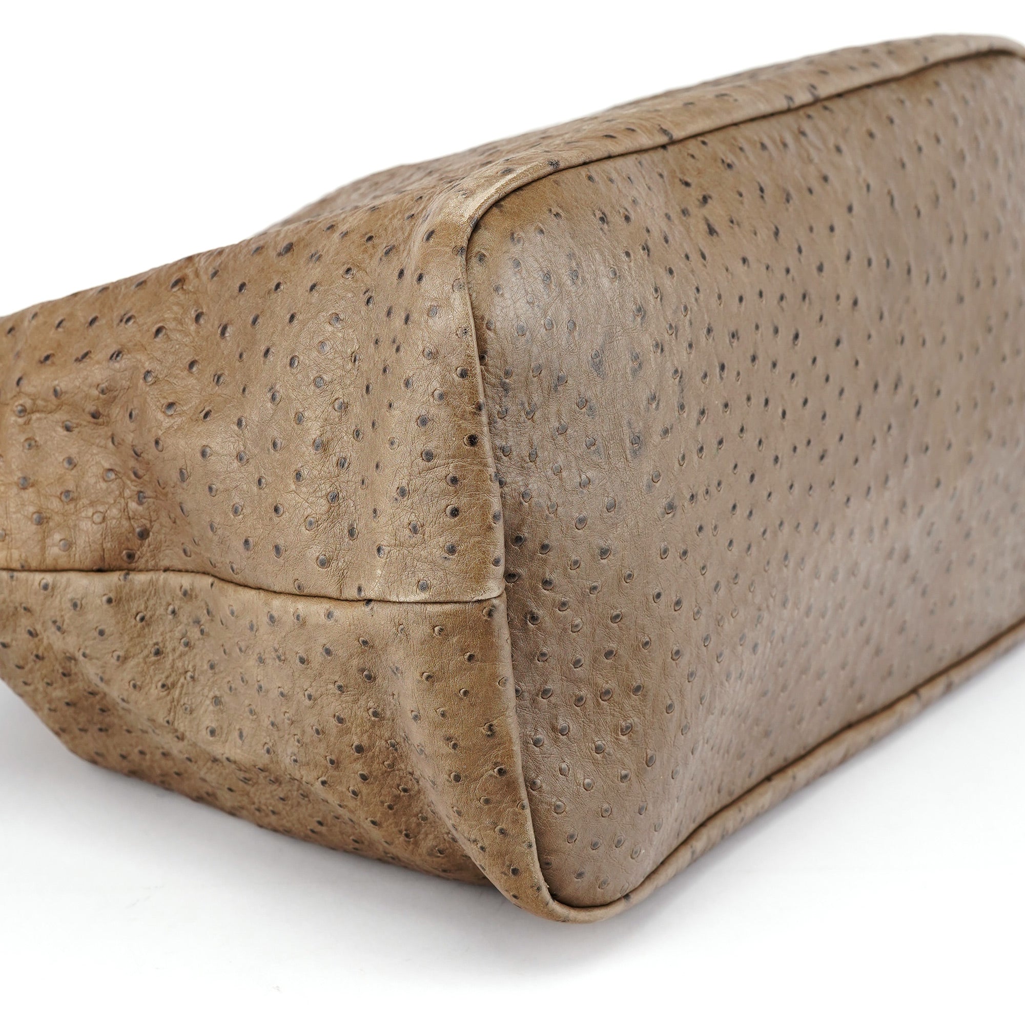 Chloé Brown Ostrich Leather Boston Bag