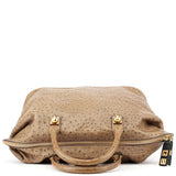 Chloé Brown Ostrich Leather Boston Bag