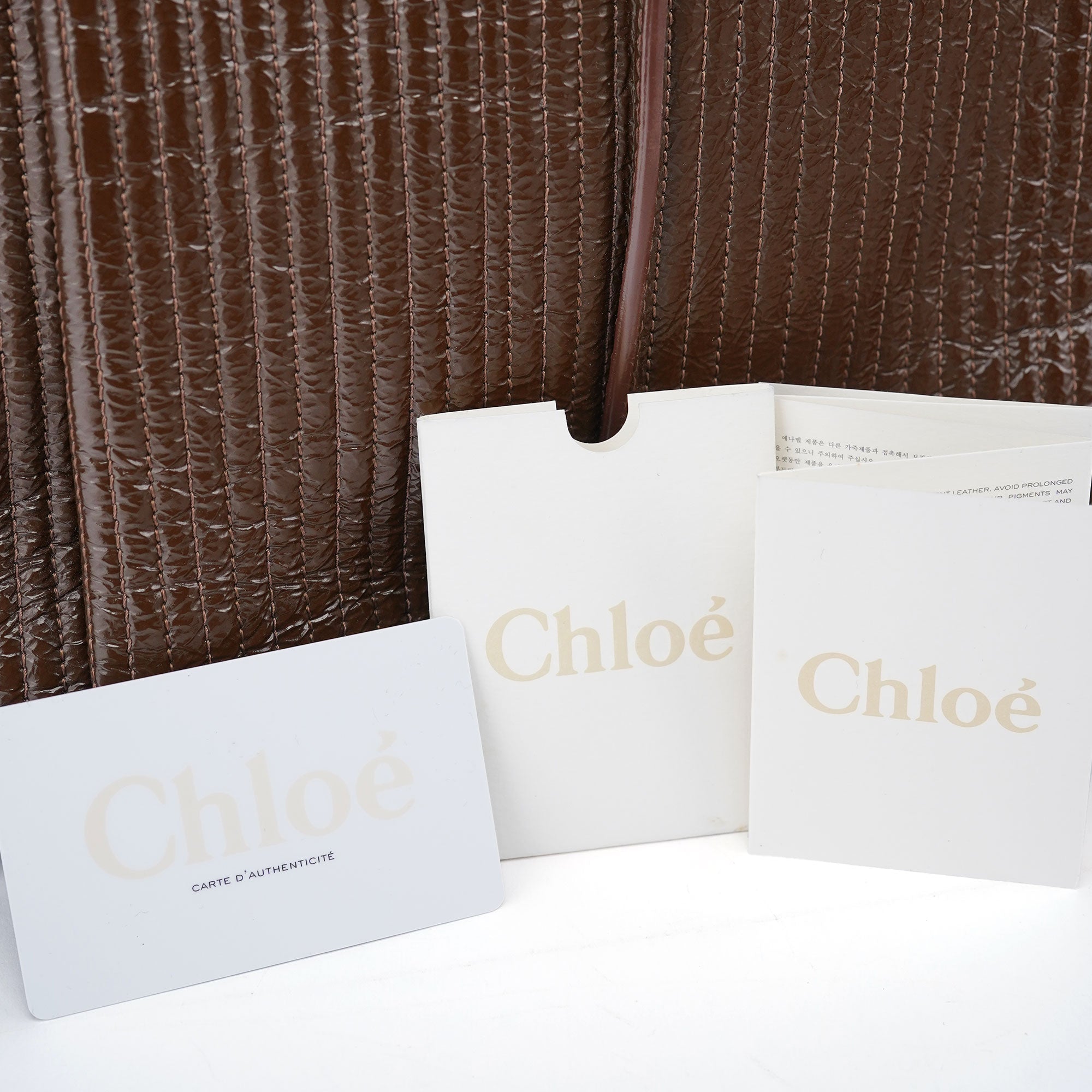 Chloe Brown Patent Leather Bay Tote Bag