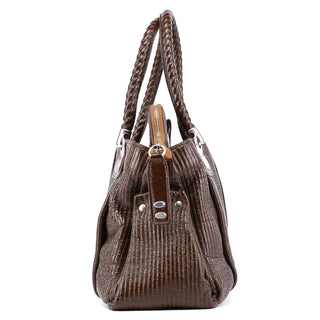 Chloe Brown Patent Leather Bay Tote Bag