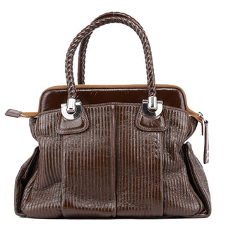 Chloe Brown Patent Leather Bay Tote Bag