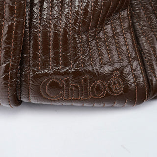 Chloe Brown Patent Leather Bay Tote Bag