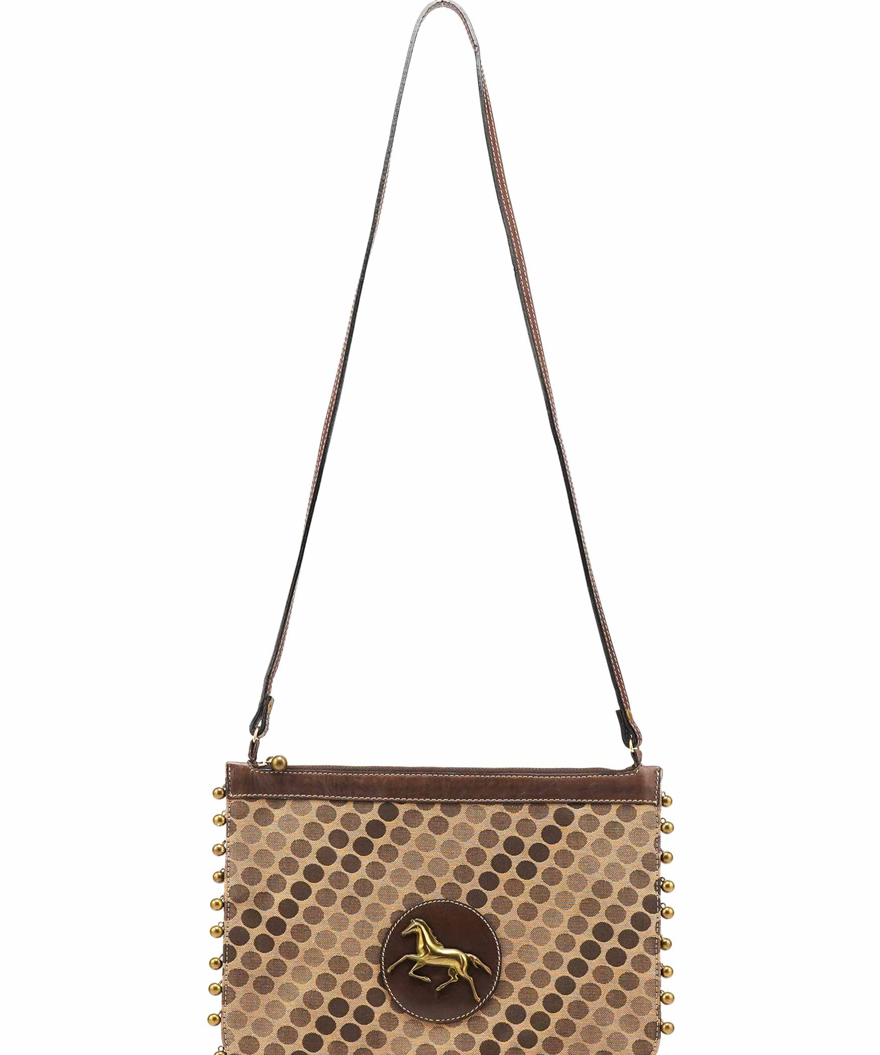 Chloe Brown Polkadot Horse Crossbody Bag