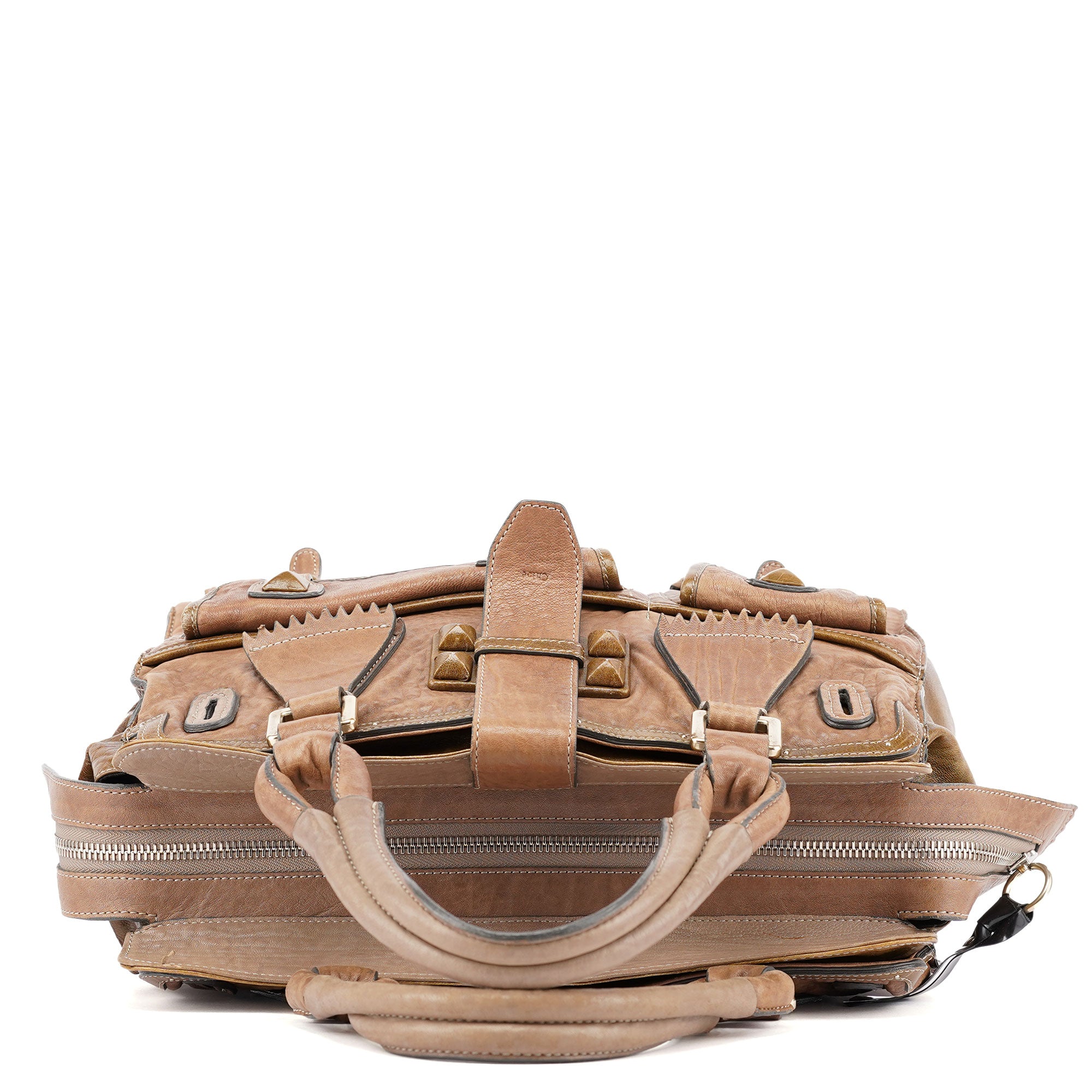 Chloé Brown Studded Leather Tote Bag