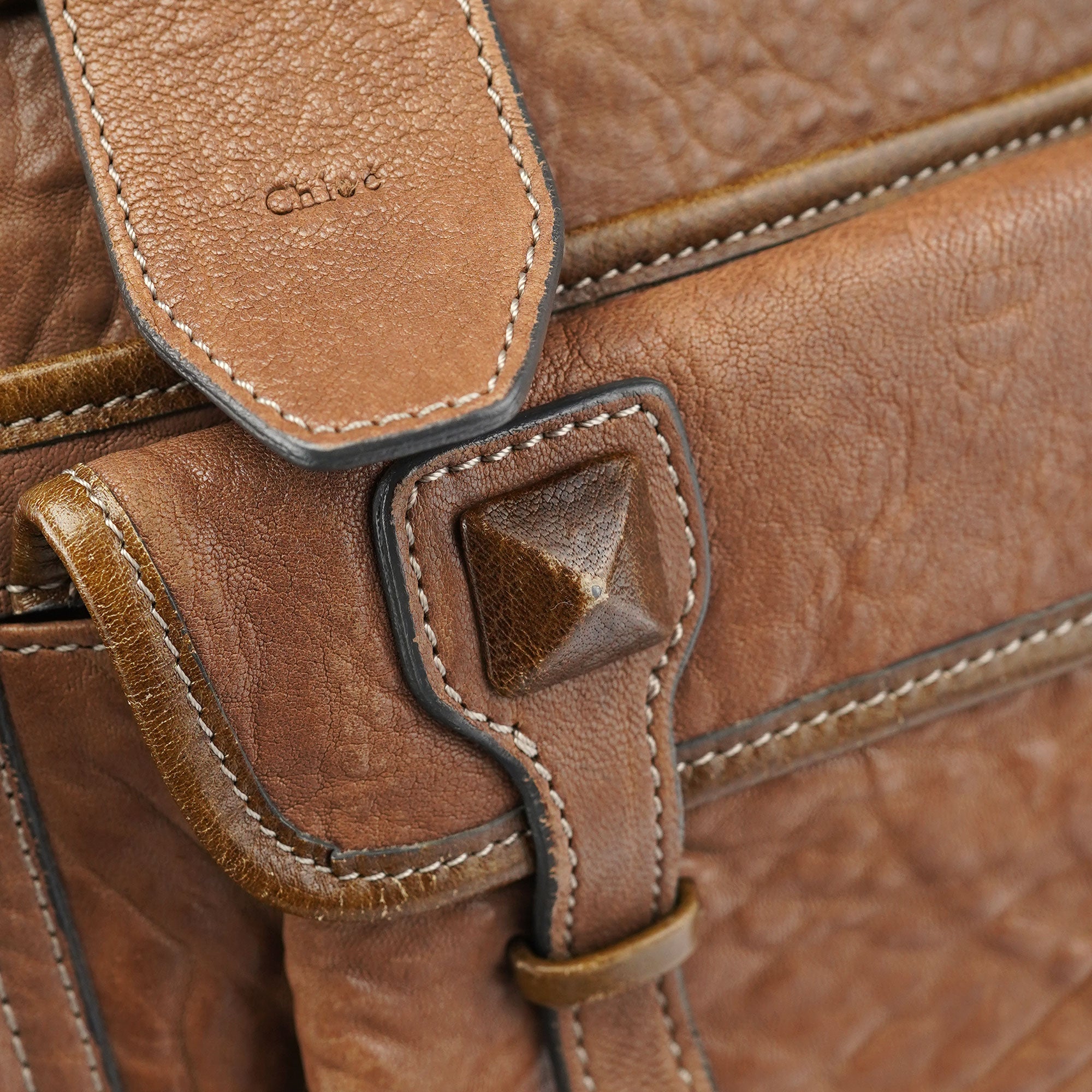Chloé Brown Studded Leather Tote Bag