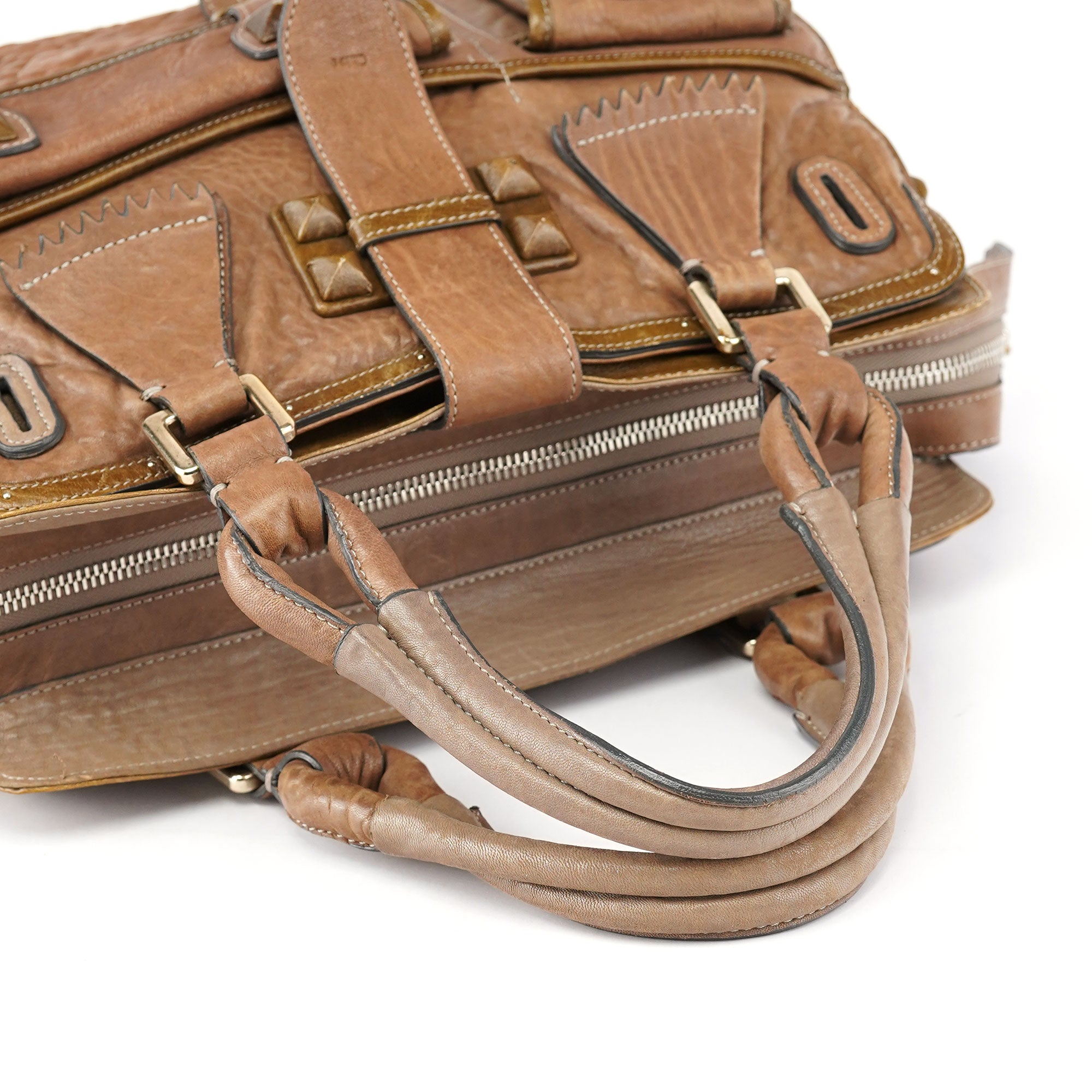 Chloé Brown Studded Leather Tote Bag