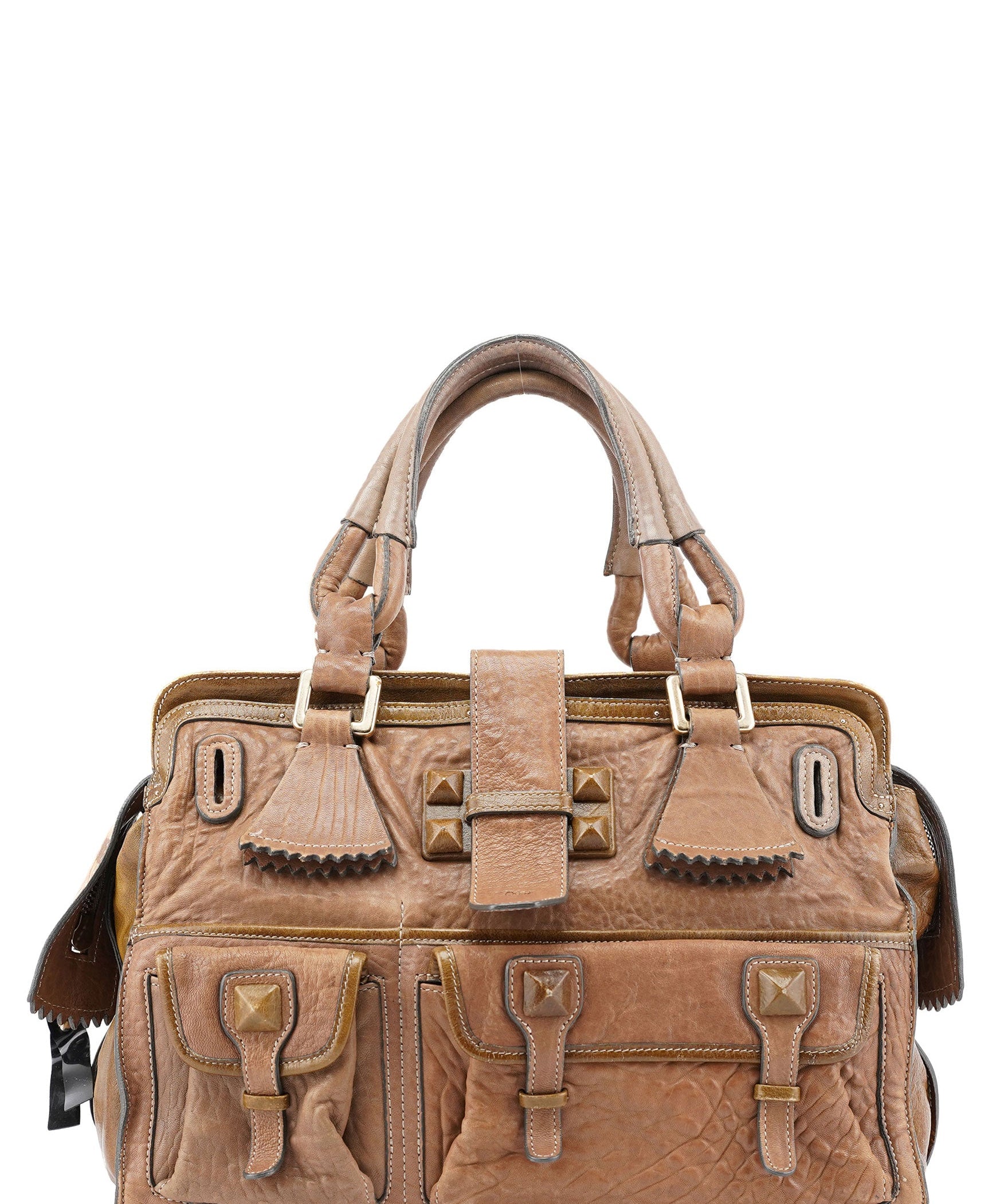 Chloé Brown Studded Leather Tote Bag
