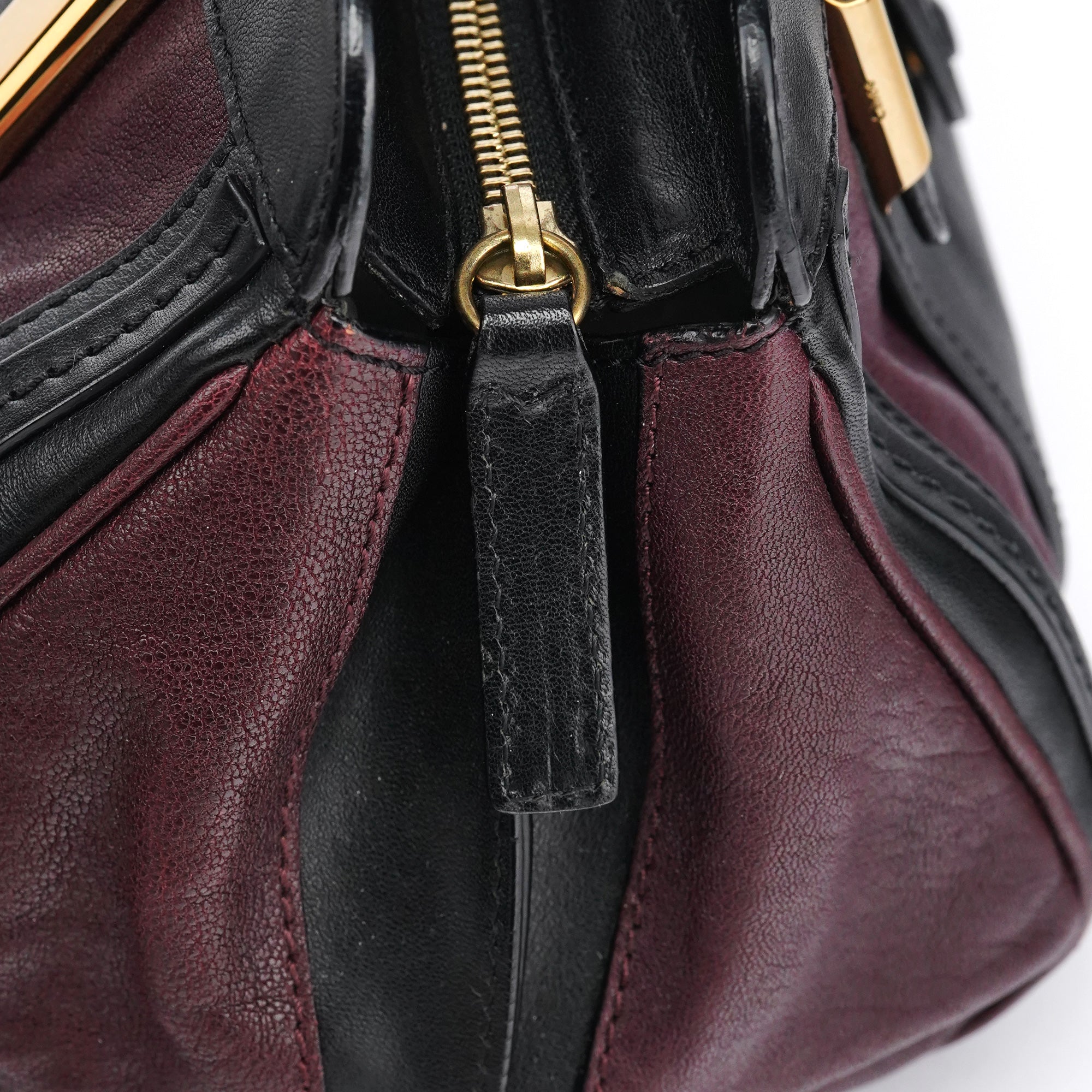 Chloe Burgundy Black Leather Alice 2-Way Bag