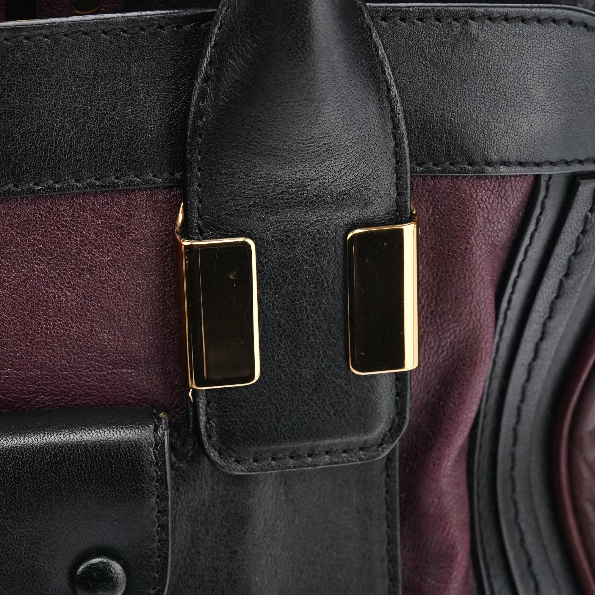 Chloe Burgundy Black Leather Alice 2-Way Bag