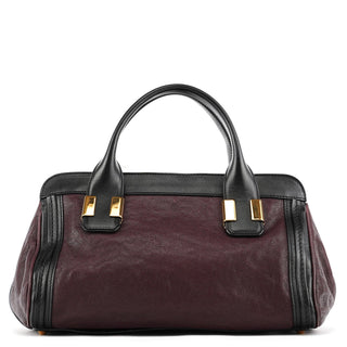 Chloe Burgundy Black Leather Alice 2-Way Bag