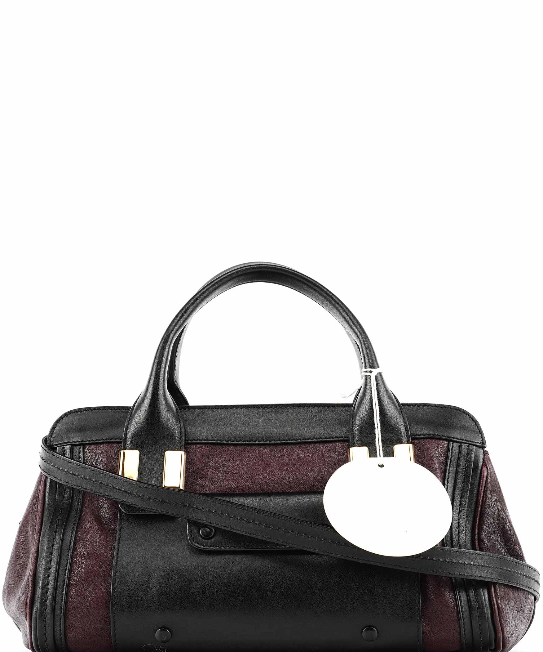 Chloe Burgundy Black Leather Alice 2-Way Bag