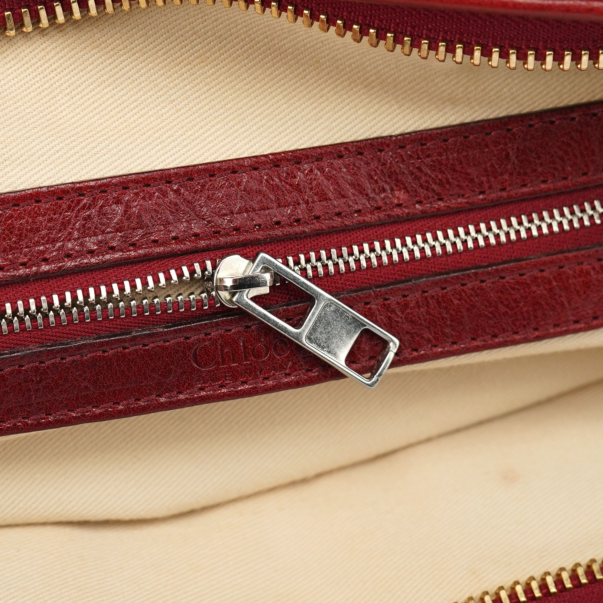 Chloé Burgundy Lambskin Leather Tote Bag