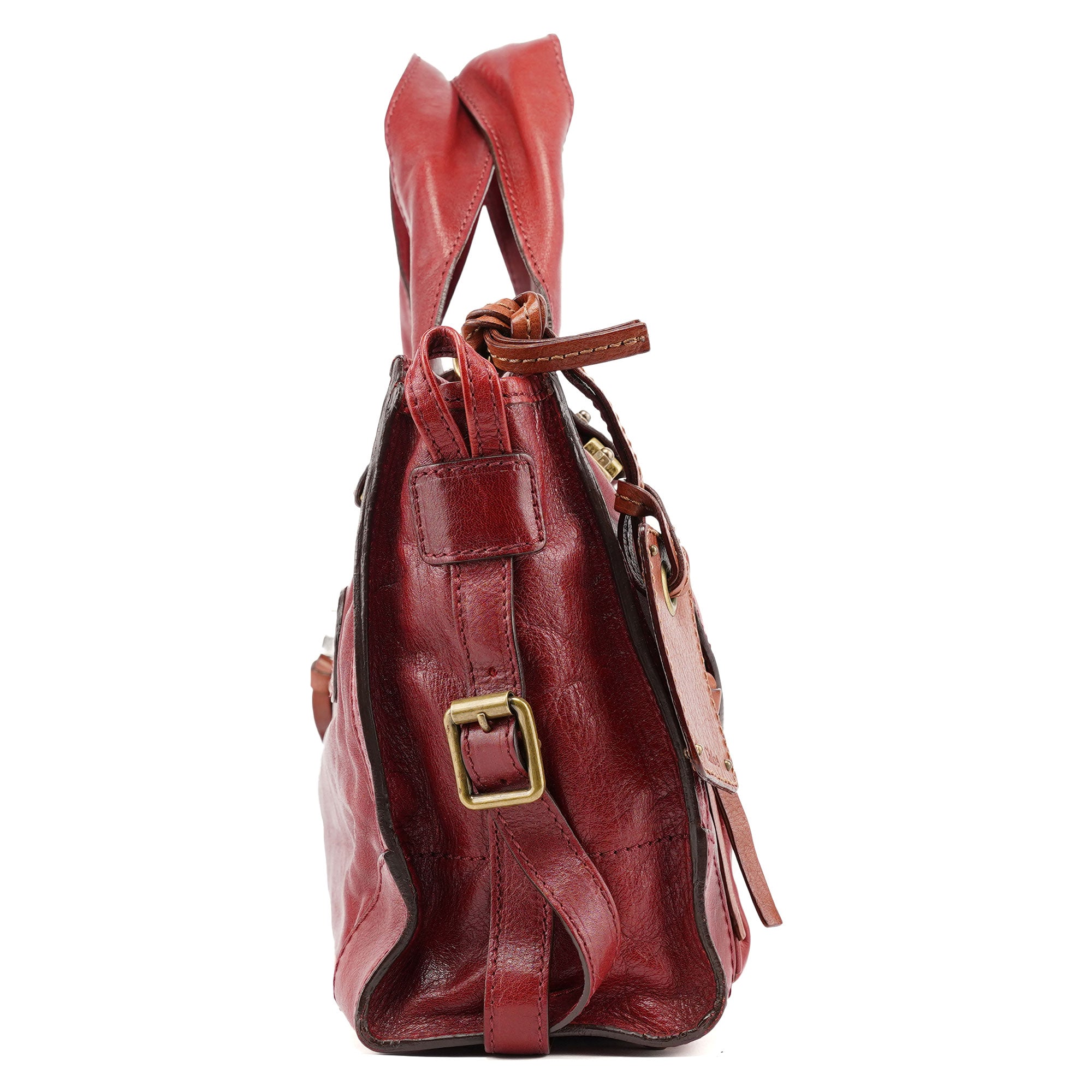 Chloé Burgundy Lambskin Leather Tote Bag
