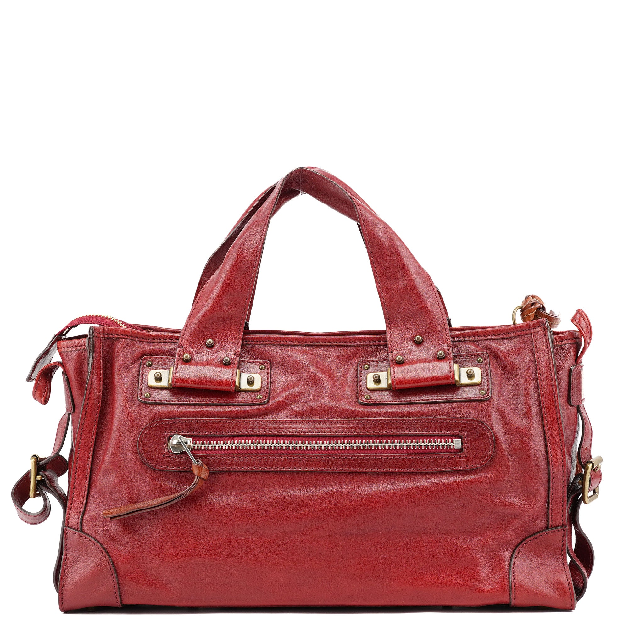 Chloé Burgundy Lambskin Leather Tote Bag