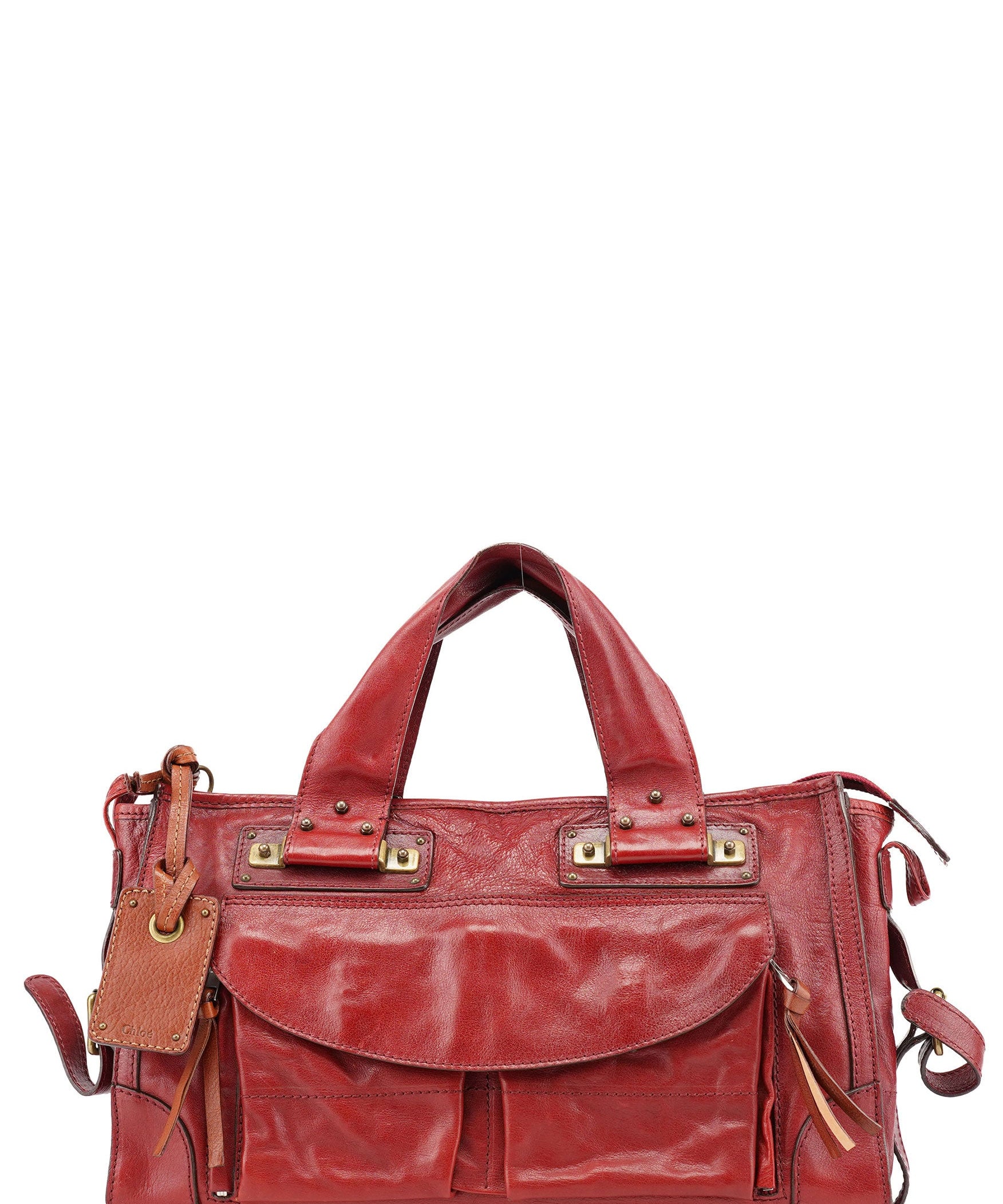 Chloé Burgundy Lambskin Leather Tote Bag