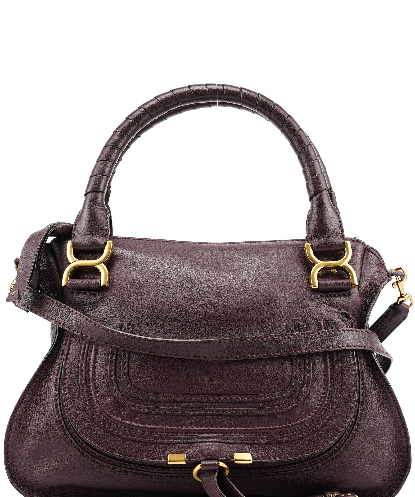 Chloe Burgundy Leather Marcie 2-Way Bag