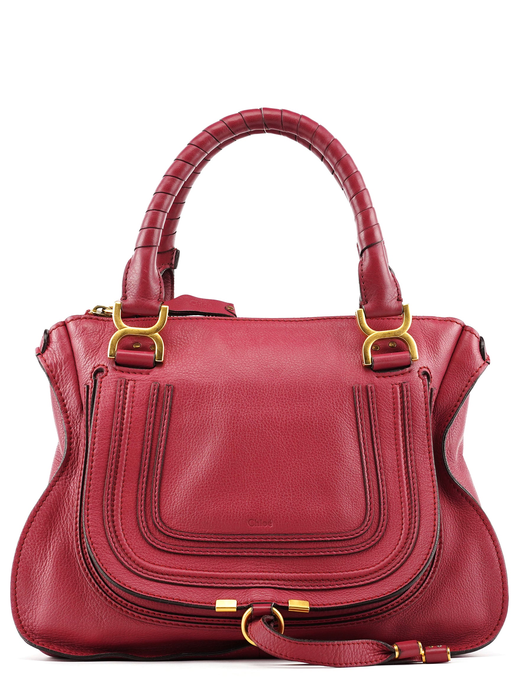 Chloé Burgundy Leather Marcie 2-Way Bag