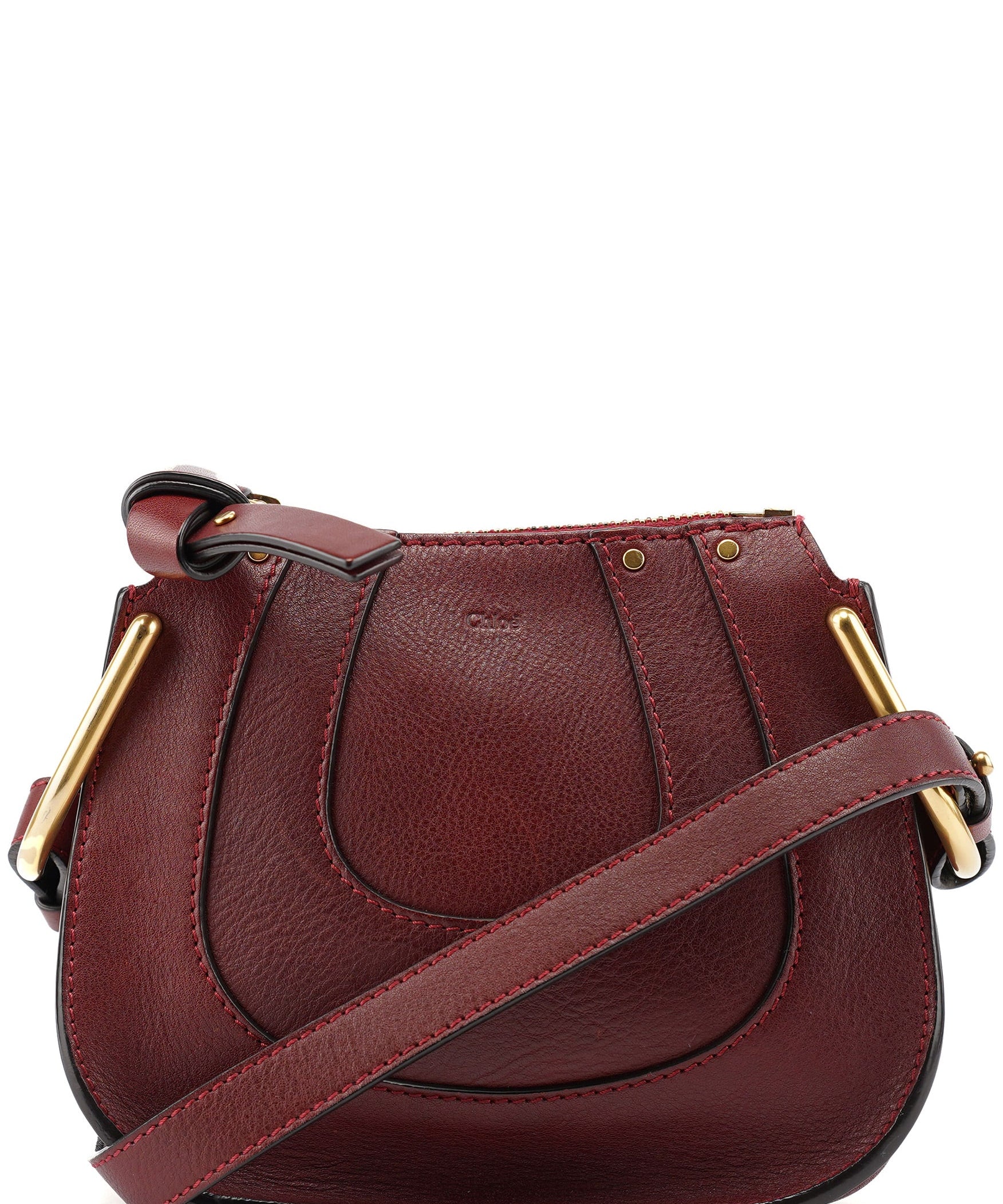 Chloé Burgundy Leather Marcie Crossbody Bag