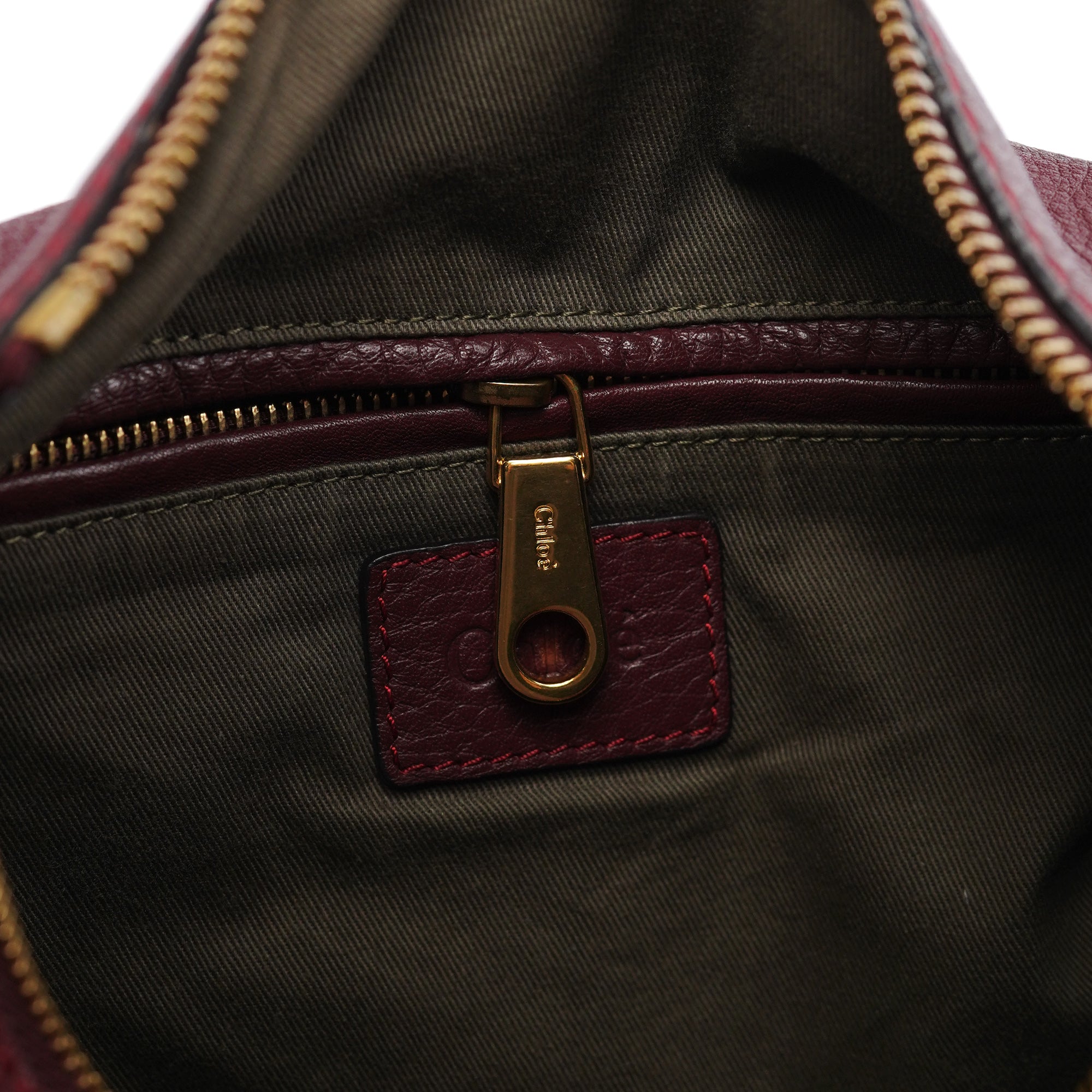 Chloe Burgundy Leather Marcie Shoulder Bag