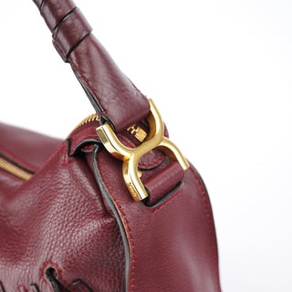 Chloe Burgundy Leather Marcie Shoulder Bag