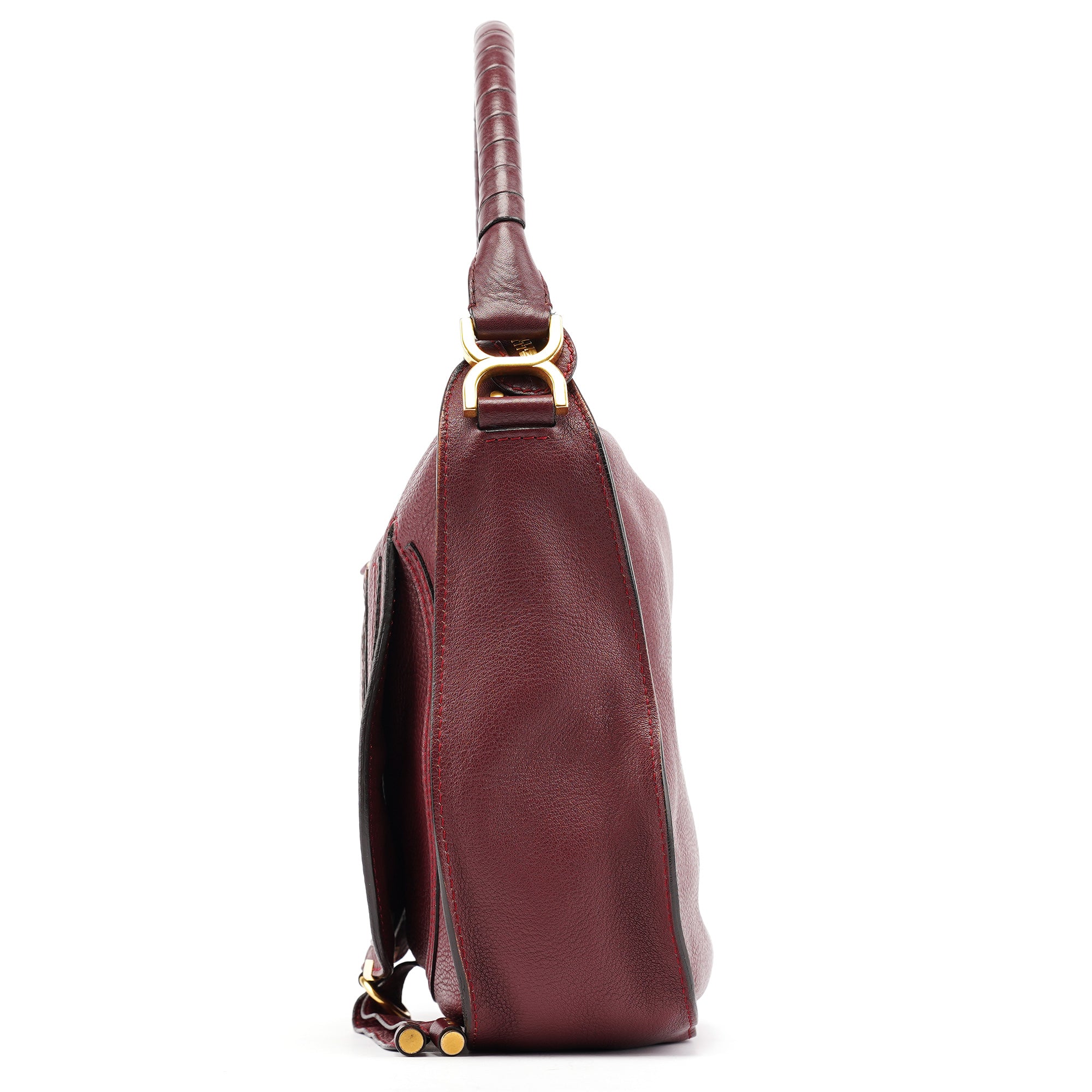 Chloe Burgundy Leather Marcie Shoulder Bag