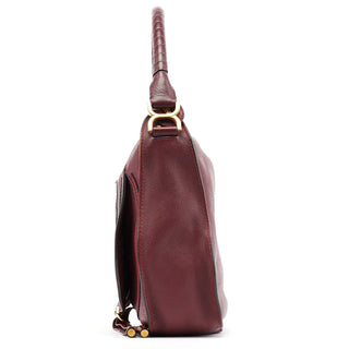Chloe Burgundy Leather Marcie Shoulder Bag