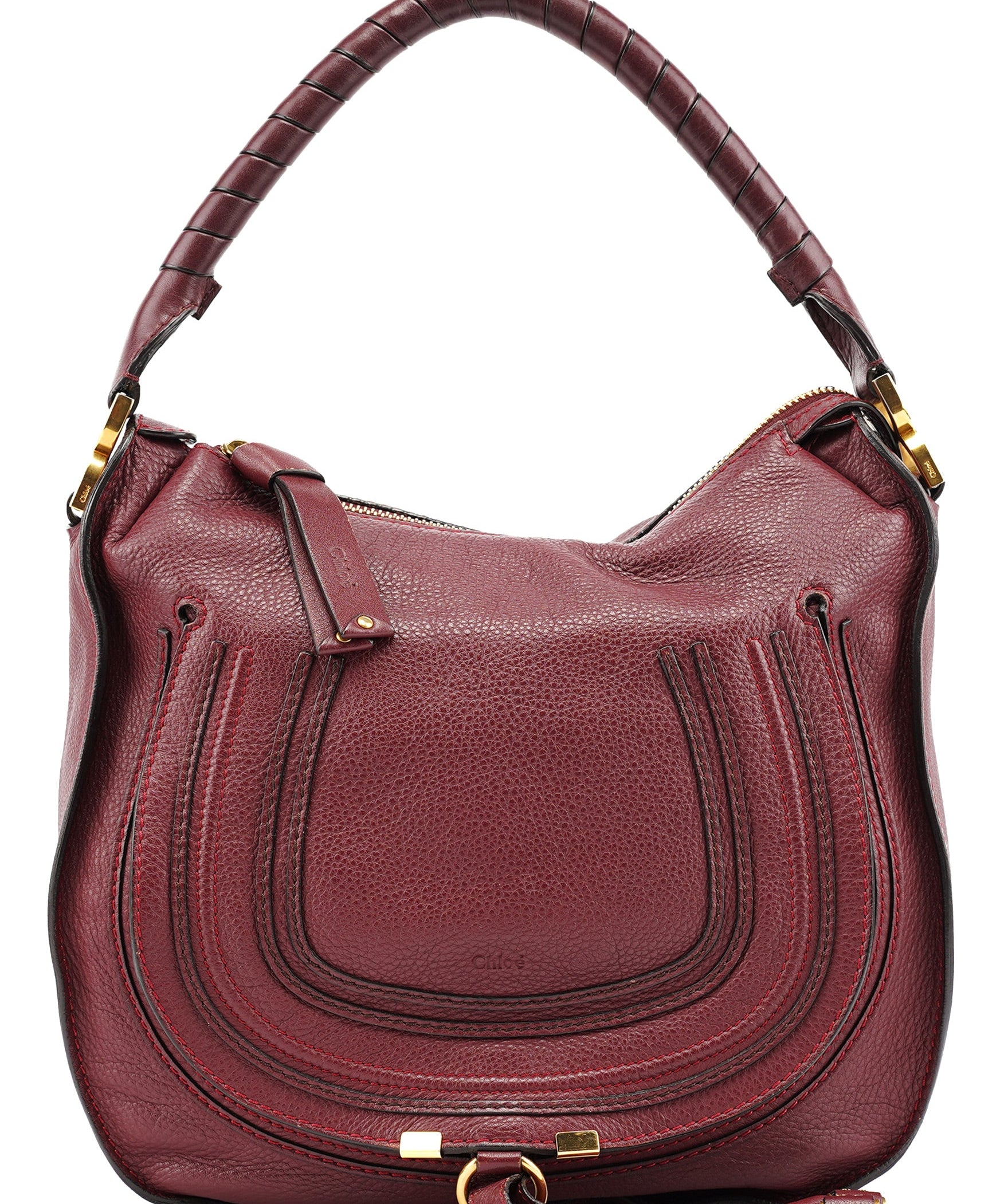 Chloe Burgundy Leather Marcie Shoulder Bag