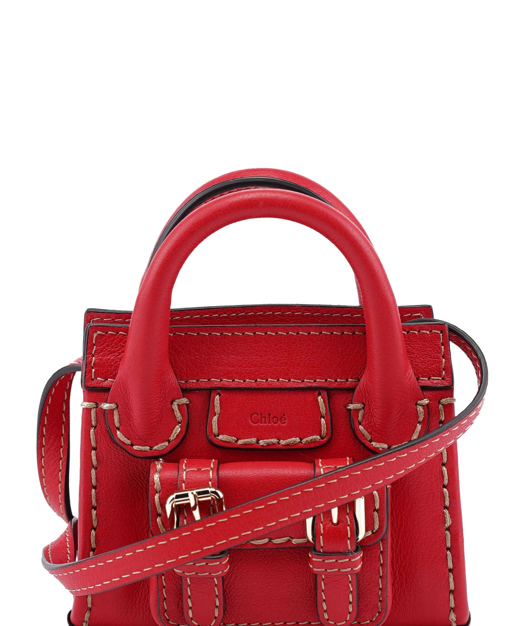 Chloé Burgundy Leather Micro Edith Bag