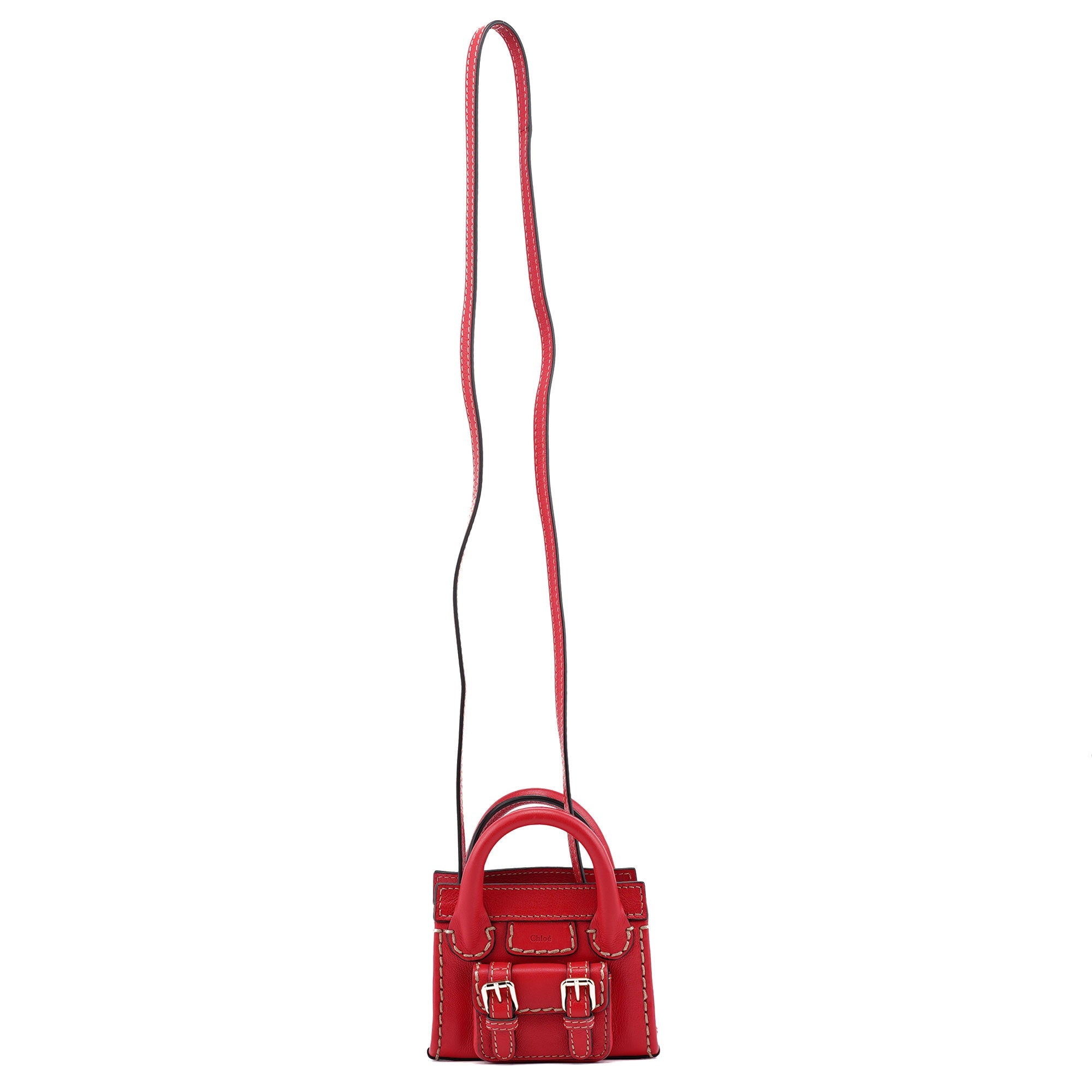 Chloé Burgundy Leather Micro Edith Bag