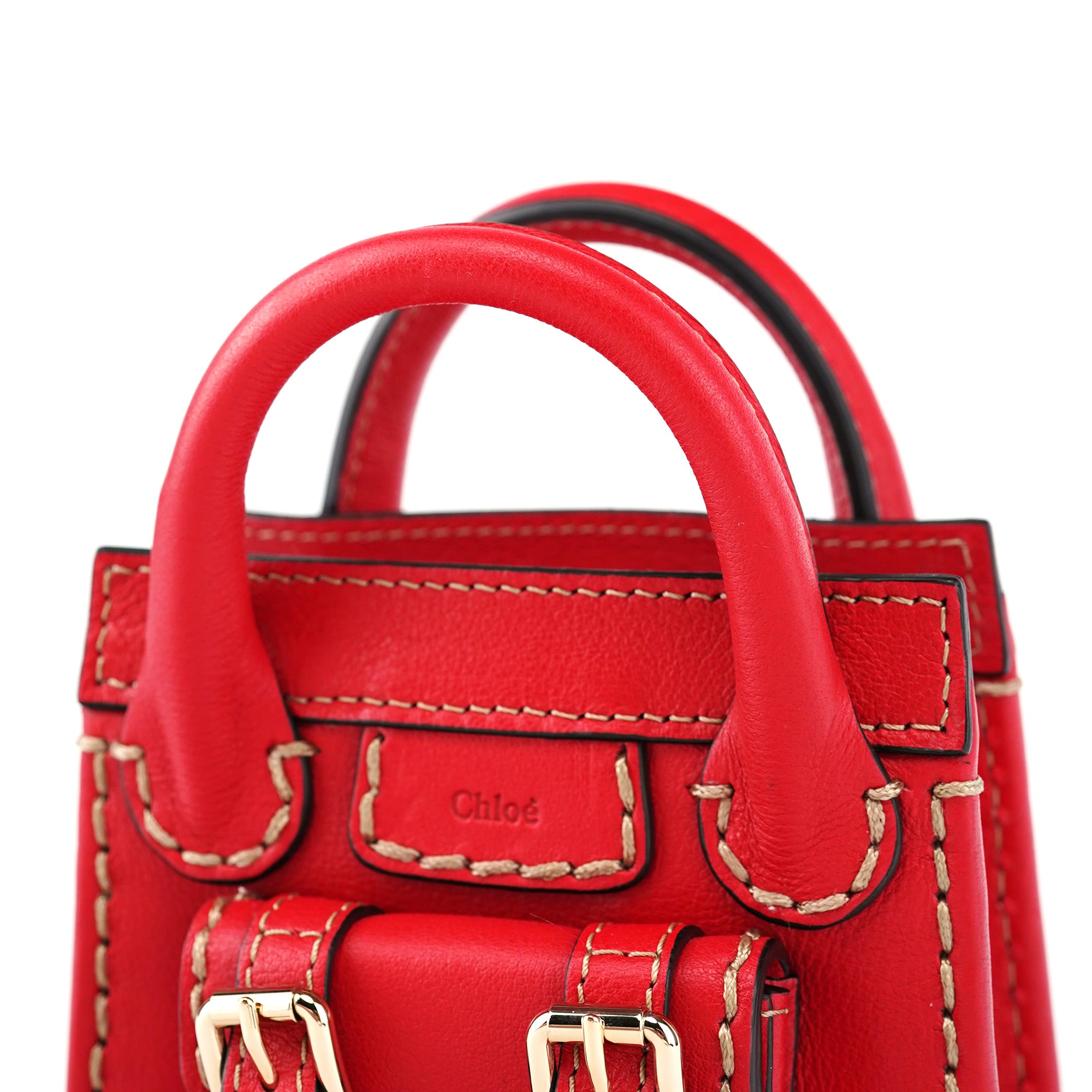 Chloé Burgundy Leather Micro Edith Bag