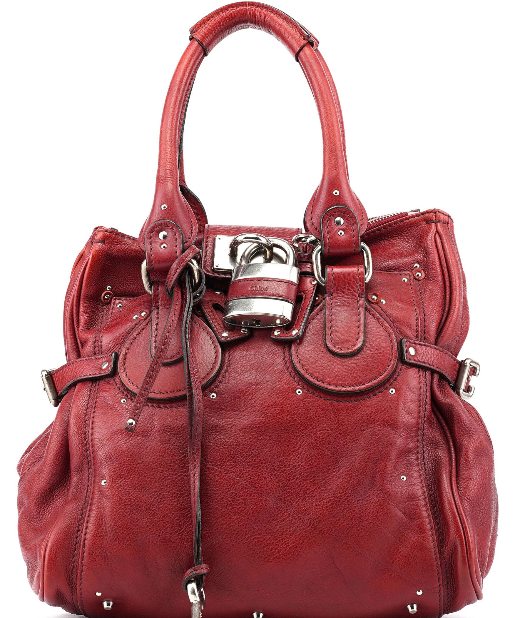 Chloé Burgundy Leather Paddington Tote Bag