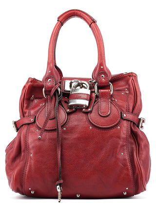 Chloé Burgundy Leather Paddington Tote Bag