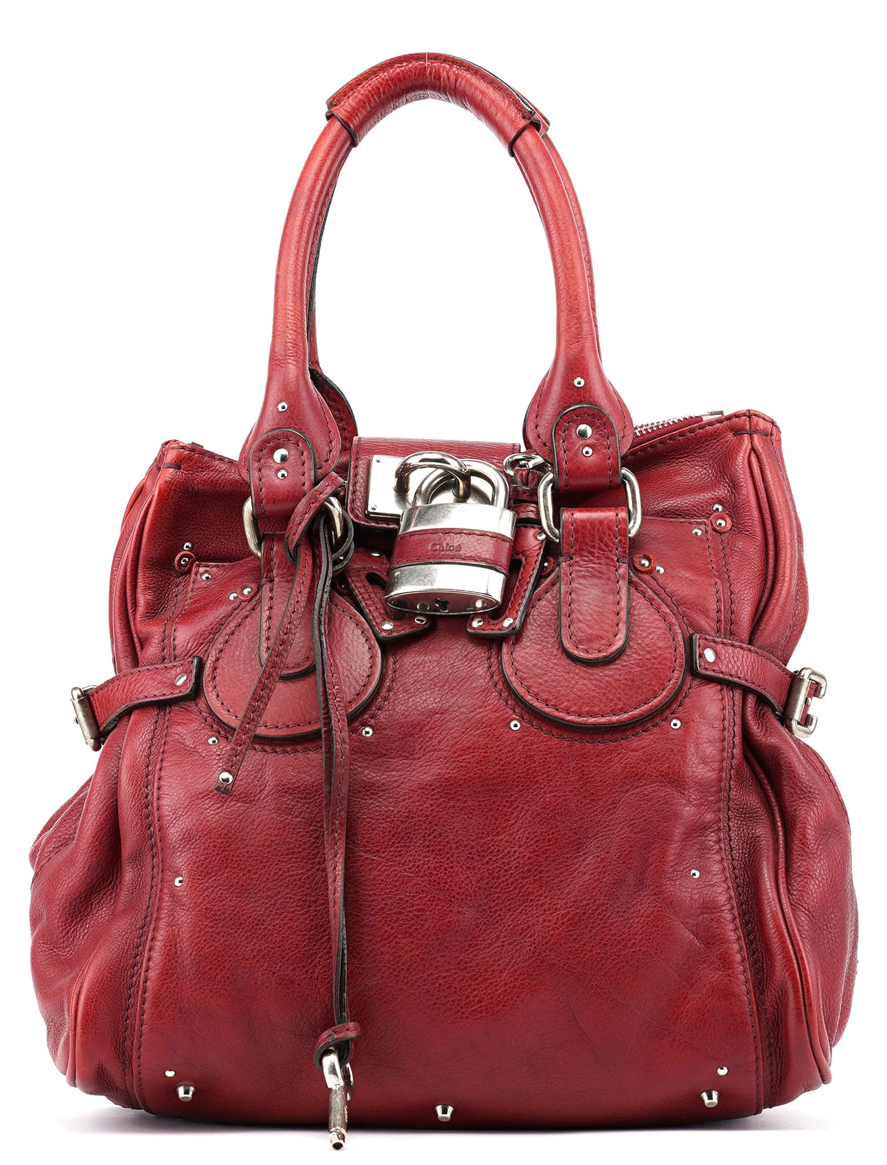 Chloé Burgundy Leather Paddington Tote Bag