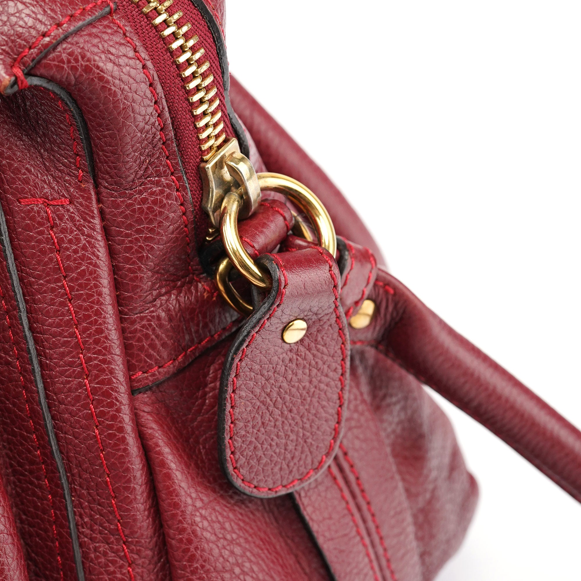 Chloé Burgundy Leather Paraty 2-Way Shoulder Bag