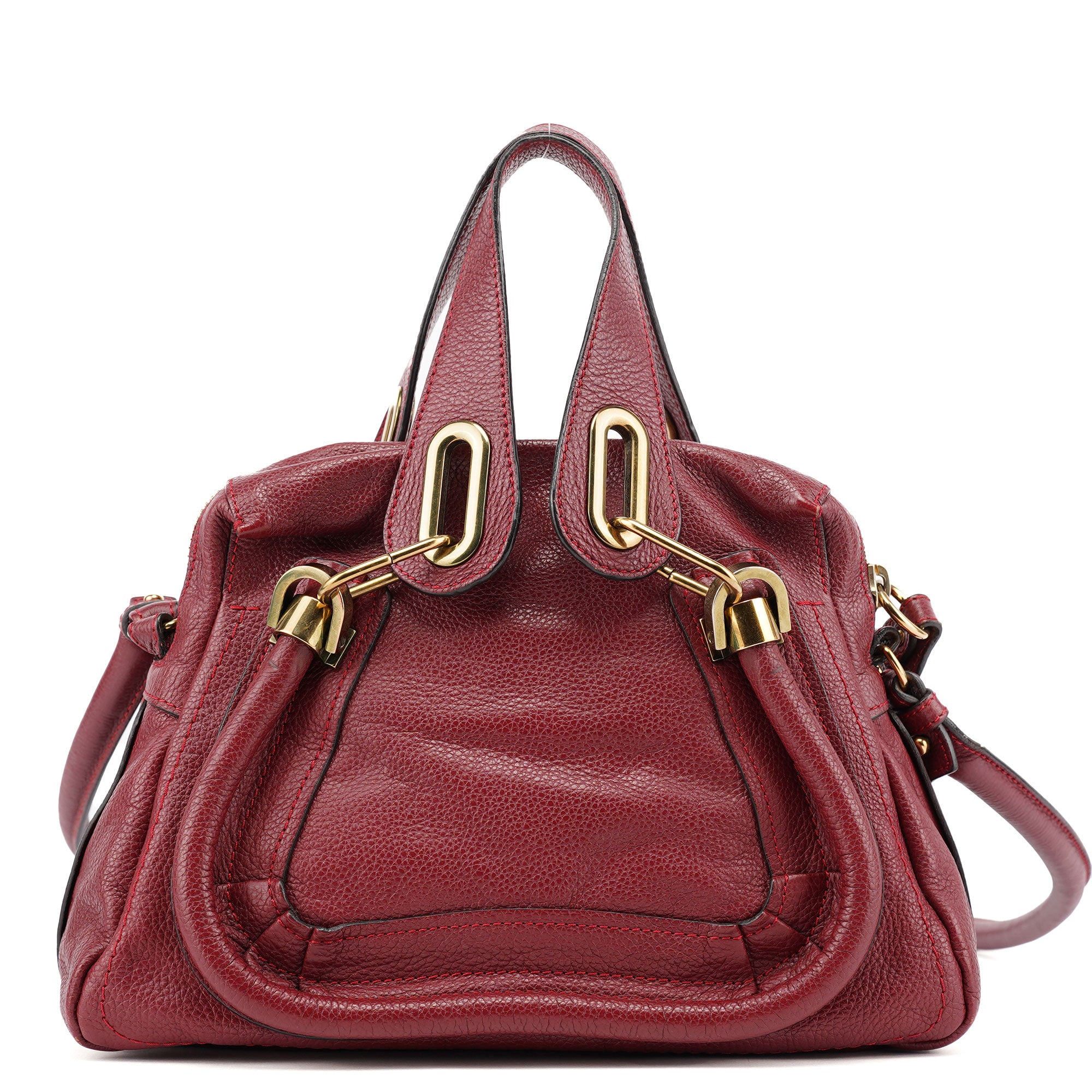 Chloé Burgundy Leather Paraty 2-Way Shoulder Bag