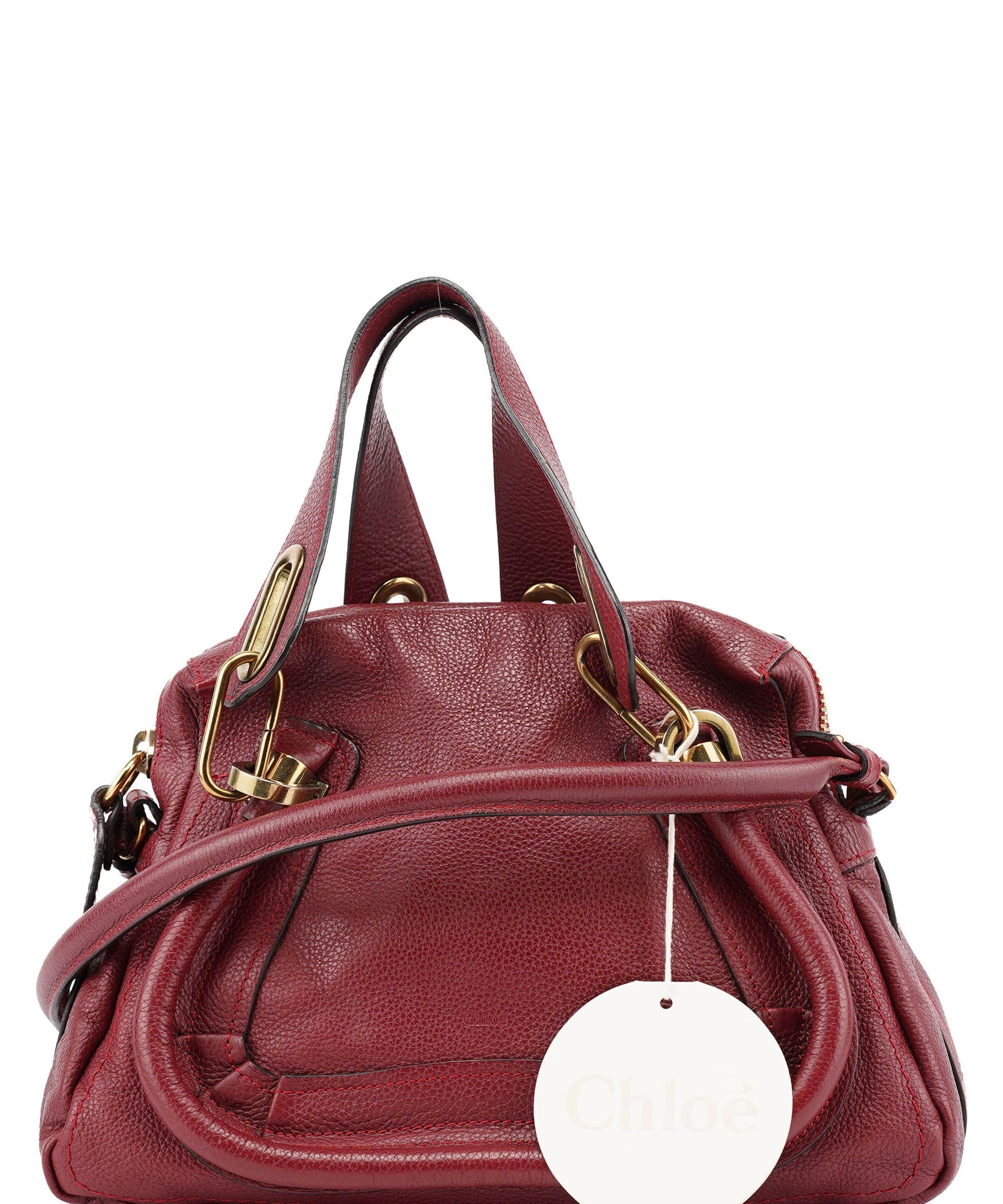 Chloé Burgundy Leather Paraty 2-Way Shoulder Bag