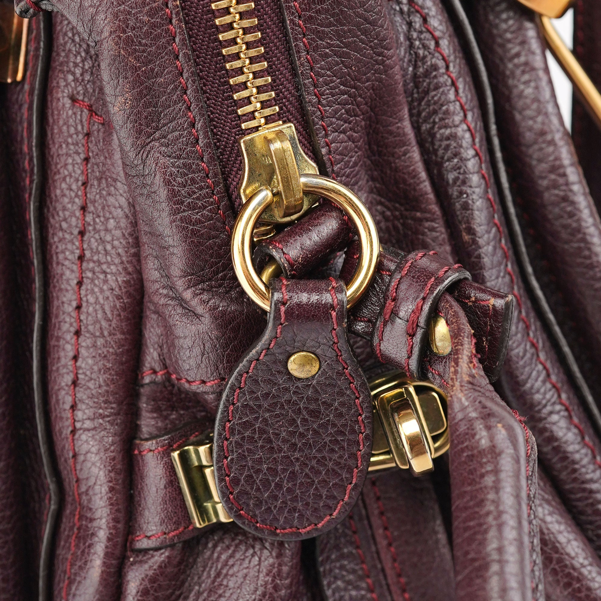 Chloé Burgundy Leather Paraty 2-Way Shoulder Bag
